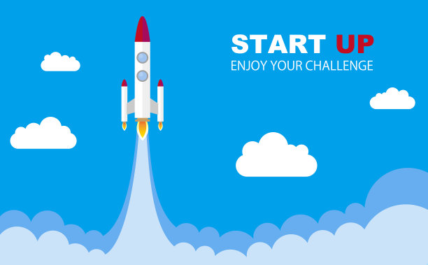 这是新的挑战的开始。一枚看起来像图画书里的东西的复古火箭被发射到天空中。图片下载