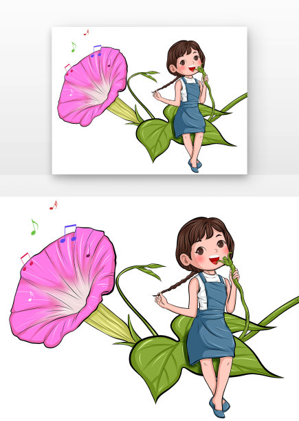 立春坐在花上的少女图片下载