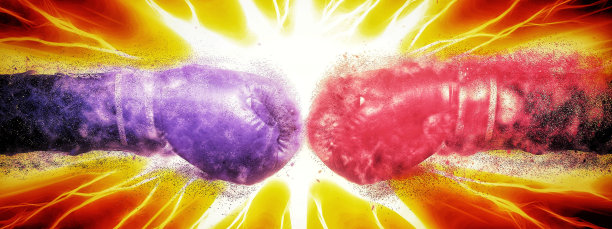 拳击概念中拳头碰撞动作的3d插图图片下载