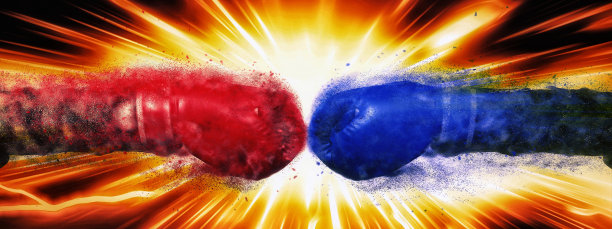 拳击概念中拳头碰撞动作的3d插图图片下载