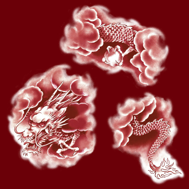 用日本绘画技法画出的龙，图片下载