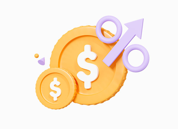 3D美元硬币和递增箭头。加息。商业和金融。财务成功和增长的概念。卡通创意设计图标孤立在白色背景。三维渲染图片下载