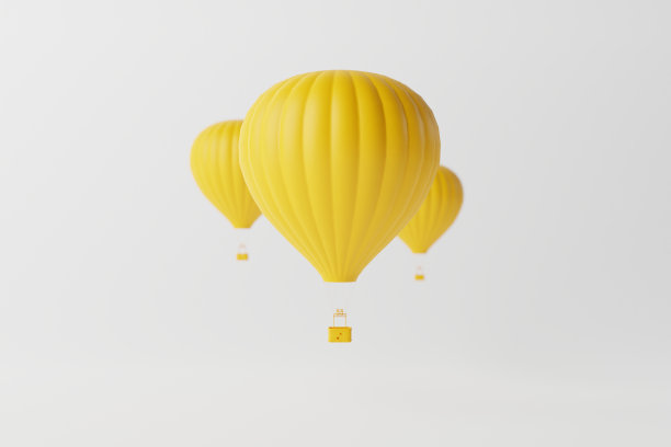 白色背景上的黄色气球。图片下载