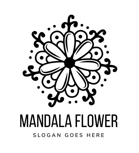 抽象花曼荼罗图标品牌模板设计图片下载