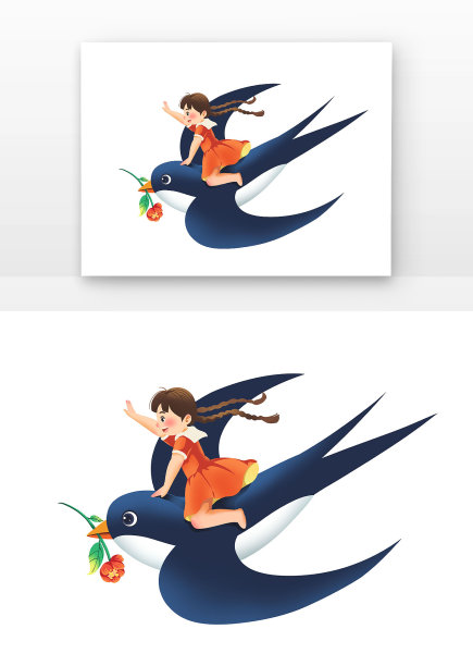 立春少女和燕子图片下载