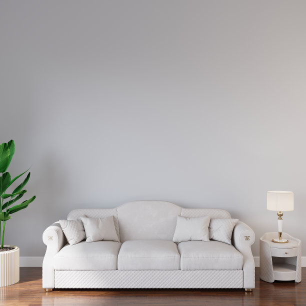 现代白色沙发，客厅墙壁模型图片下载