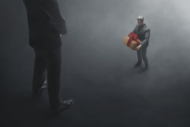 商人给盒子3d插图图片下载