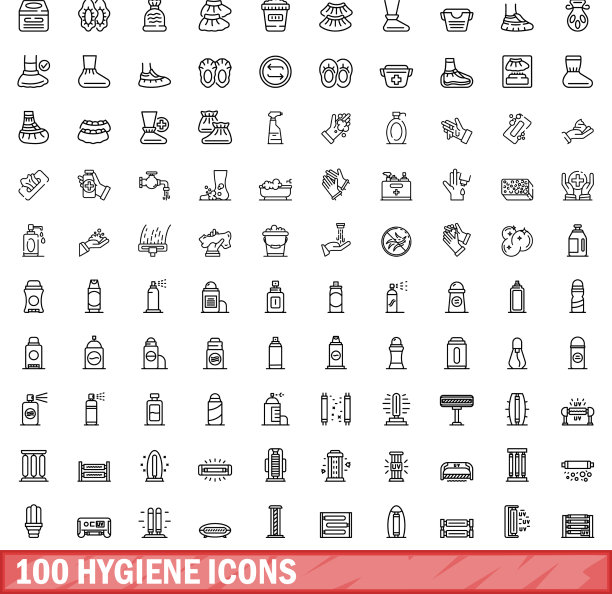 100个线性风格卫生图标合集图片下载