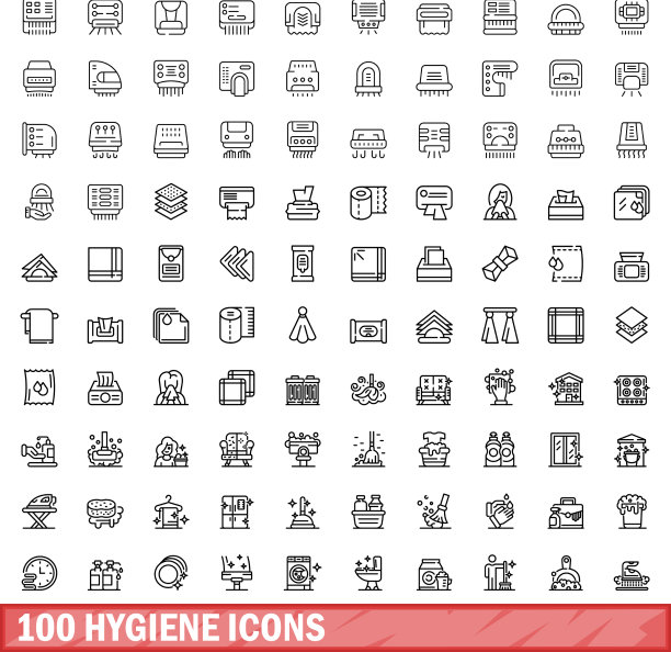 100个线性风格卫生图标合集图片下载