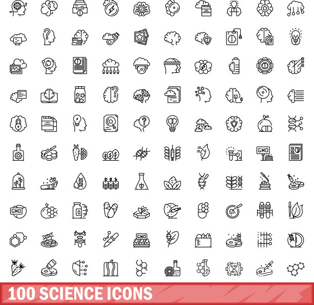 100个科技图标轮廓风格图片下载