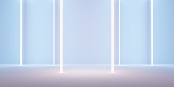 辐射反射背景空场景技术霓虹灯和激光现代展厅3D插图图片下载