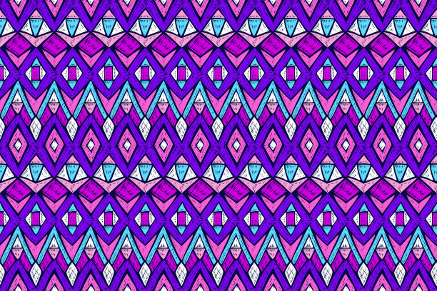 民族图案。阿兹特克布。刺绣的效果。部落的点缀。巴西或墨西哥印刷。服装或室内设计。那种波西米亚风格的时尚。传统的土布纺织品。矢量无缝模式。图片下载