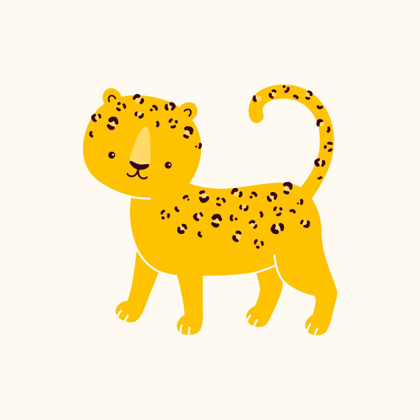 矢量插图一只豹子正在行走。孤立在白色背景中图片下载