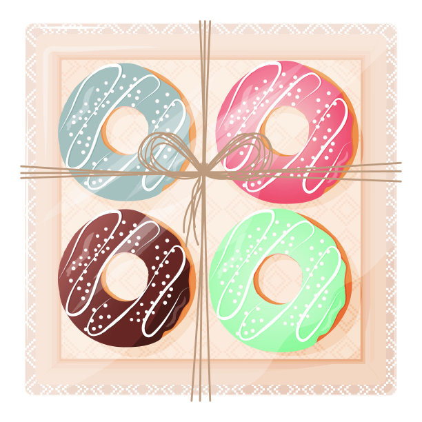 甜食俯视图甜甜圈在一个盒子图片下载