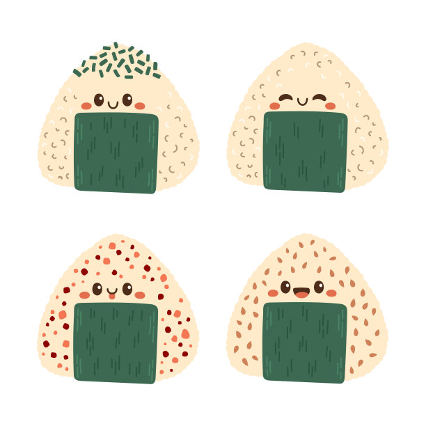 饭团的向量。白底饭团。饭团的吉祥物。矢量图图片下载