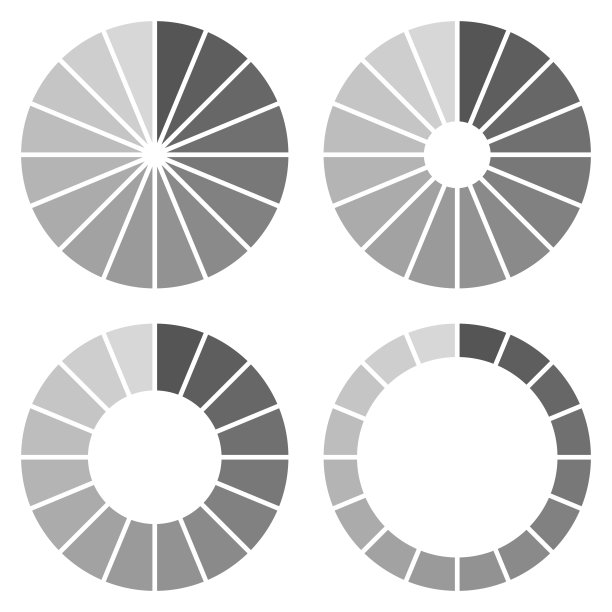 饼图，一组圆信息图模板插图，矢量。分成16段的圆图片下载