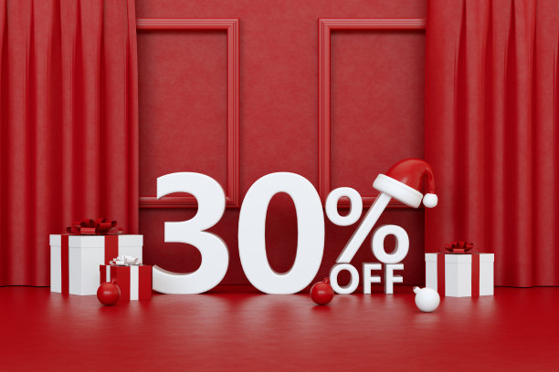 销售理念，三成招牌，红色圣诞背景图片下载