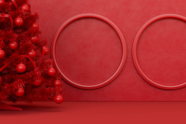 新年，圣诞的概念在红色的客厅与空框架图片下载