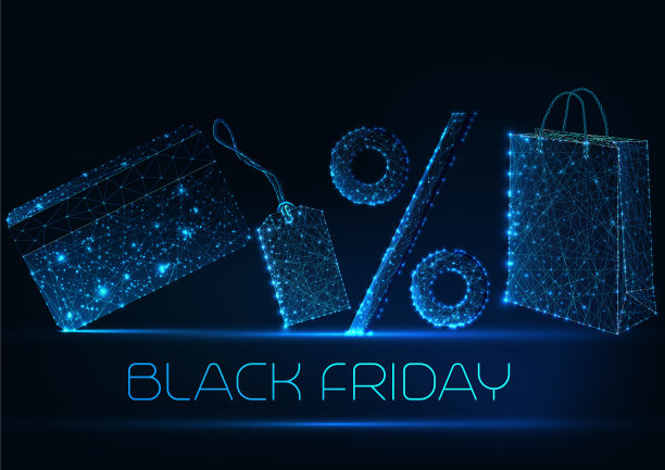 黑色星期五销售概念与发光低聚图片下载