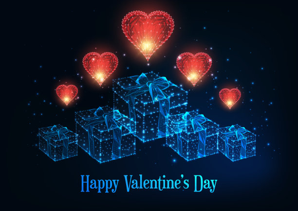 情人节贺卡带着发光的快乐图片下载