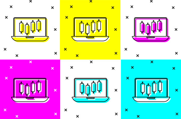 设置笔记本电脑与股票市场增长图表和图片下载