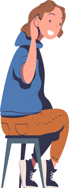 女性角色坐在椅子上，回头看图片下载