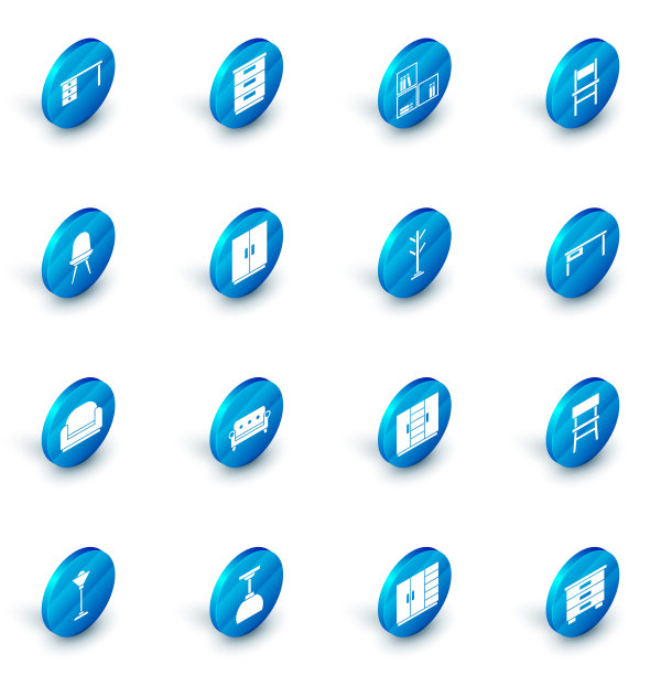 摆放家具、床头柜、书架和书椅图片下载