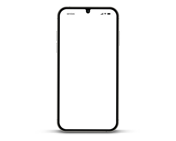 3D逼真的高质量智能手机模型与孤立的背景。智能手机模型集合。设备前视图。3D手机与白色背景阴影。图片下载