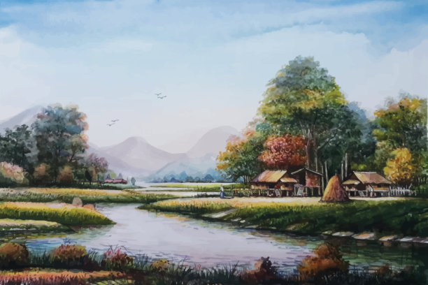 乡村景观背景。图片下载