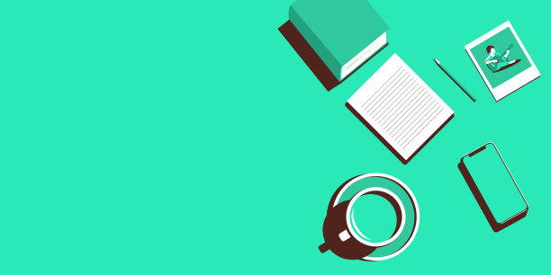 一杯咖啡，一部手机和其他东西放在薄荷绿色的单色表面上。附近放置文本或复制空间的地方图片下载