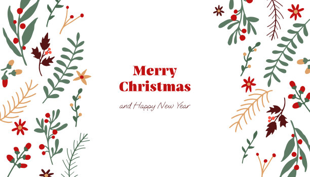 用冬天的植物做圣诞和新年插画图片下载