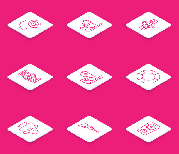 套线扇贝和海贝壳潜水面膜图片下载