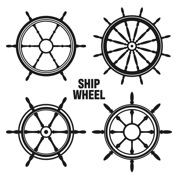 收藏古董方向盘。船、游艇复古轮的象征。航海舵图标。海洋设计元素。矢量图图片下载