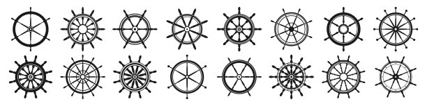 收藏古董方向盘。船、游艇复古轮的象征。航海舵图标。海洋设计元素。矢量图图片下载