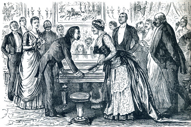 19世纪音乐晚会的插图图片下载