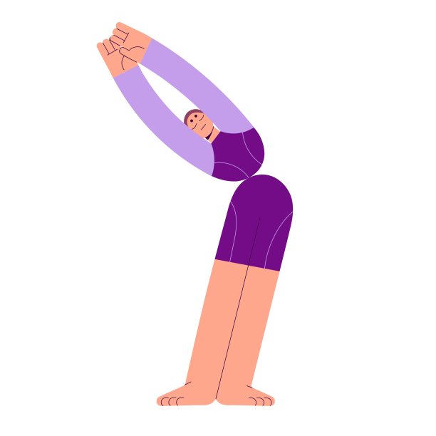 女孩伸展身体，训练，热身。年轻女子站着，在锻炼中锻炼，体操。瑜伽姿势、体位的特点。平面矢量插图孤立在白色背景上图片下载