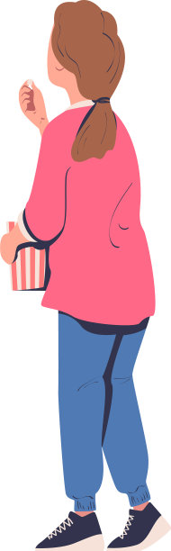 女人拿着爆米花站着看图片下载