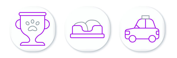 设置线宠物车出租车奖和床图标图片下载