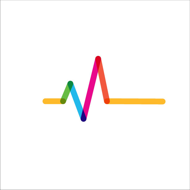 彩色脉搏图标，健康医疗线，生命符号，彩色心电图。股票矢量插图孤立在白色背景。图片下载