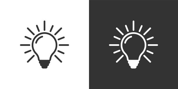 灯泡线图标矢量，想法符号，解决方案，思维概念。照明电灯。电,闪闪发光。图片下载