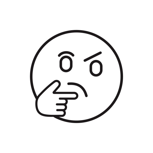 思考脸表情符号轮廓图标图片下载