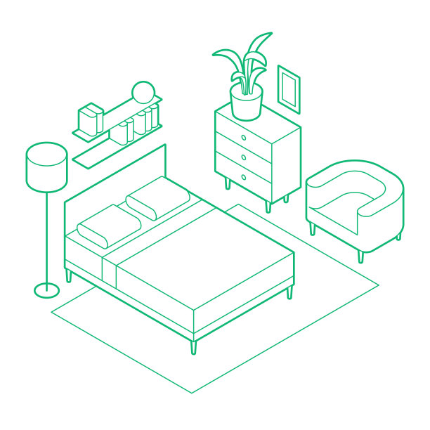 等距卧室轮廓图图片下载