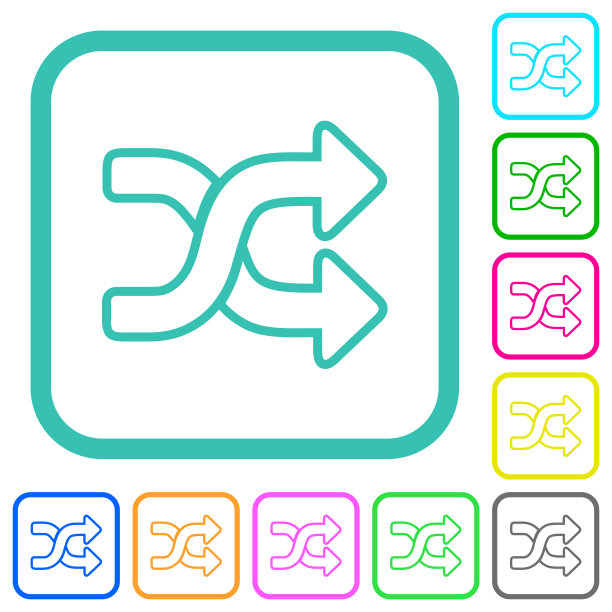 随机播放轮廓鲜艳的彩色扁平图标图片下载