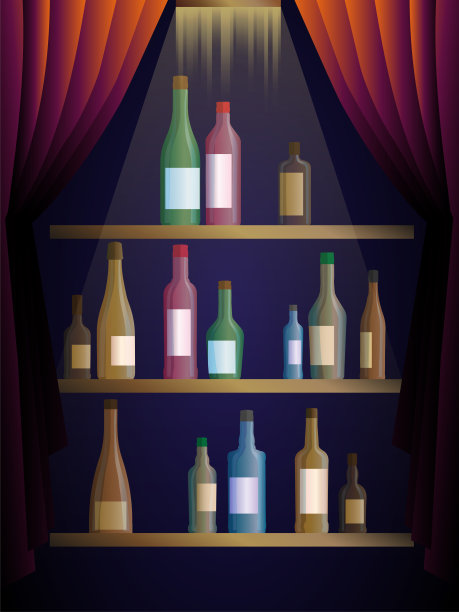 酒吧架子上的酒精饮料瓶，酒精套装。图片下载
