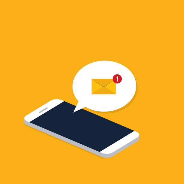 智能手机屏幕上的新邮件通知是等距的图片下载