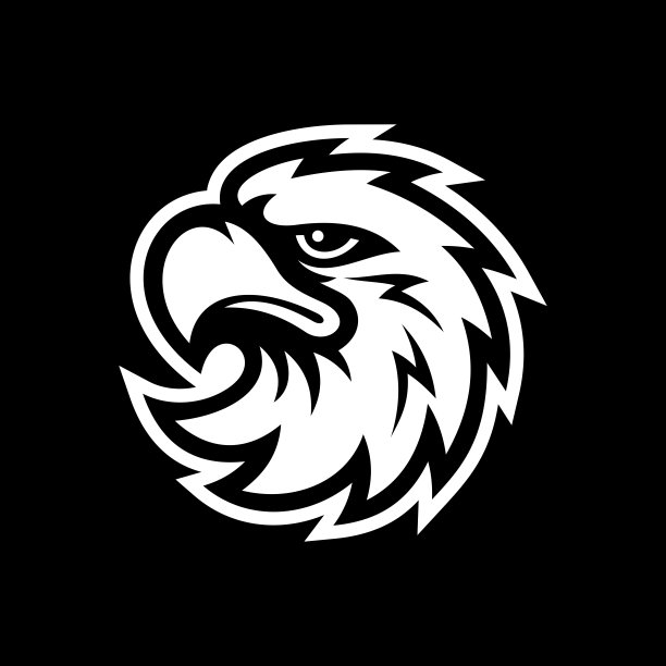 鸟头吉祥物标志设计，鹰，猎鹰或鹰徽章徽章徽章矢量图标上的黑色背景图片下载
