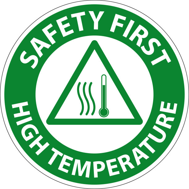 安全第一高温标志和文字安全标志。图片下载