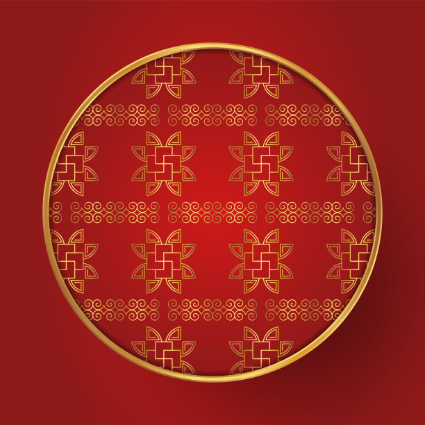 中国传统圆纹框架。东方，日本圈。图片下载