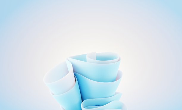 3d渲染漩涡曲线波浪背景新潮和最小的干净设计。抽象真丝织物波浪。墙纸的现代场景。图片下载