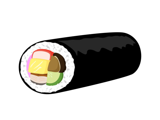 这是一幅“Ehomaki”的插图，据说如果你在日本传统节日Setsubun那天面朝幸运的方向吃了它，你的愿望就会实现。图片下载